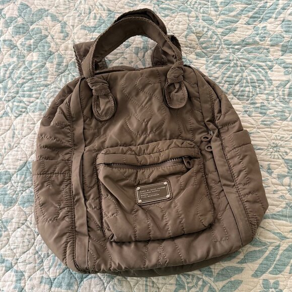 Marc By Marc Jacobs Quilted Nylon Backpack  Workwear Style Taupe Color - Picture 1 of 11